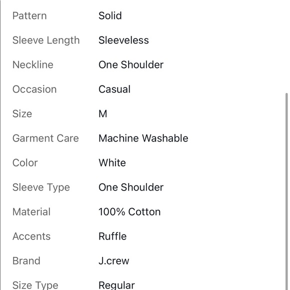 J.crew One-shoulder Ruffle top NWT WHITE Size M Style G7065 - Picture 6 of 6